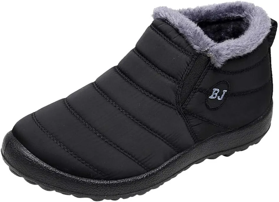 Women's Winter Snow Ankle Boots Fur Lined Waterproof Outdoor Slip On Booties Sneakers Anti-Slip Lightweight Ankle Bootie