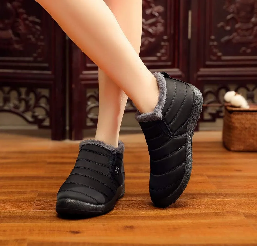 Women's Winter Snow Ankle Boots Fur Lined Waterproof Outdoor Slip On Booties Sneakers Anti-Slip Lightweight Ankle Bootie