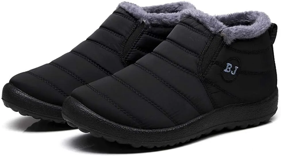 Women's Winter Snow Ankle Boots Fur Lined Waterproof Outdoor Slip On Booties Sneakers Anti-Slip Lightweight Ankle Bootie