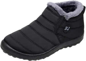 Women's Winter Snow Ankle Boots Fur Lined Waterproof Outdoor Slip On Booties Sneakers Anti-Slip Lightweight Ankle Bootie