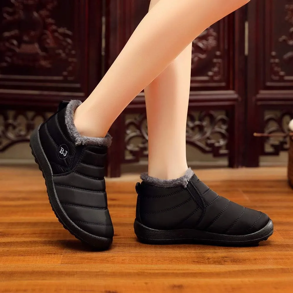 Women's Winter Snow Ankle Boots Fur Lined Waterproof Outdoor Slip On Booties Sneakers Anti-Slip Lightweight Ankle Bootie