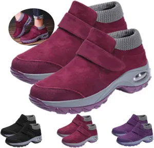 Women'S Winter Warm Fur Lining Orthopedic Hiking Booties,Arch Support Sneakers,Comfortable Non-Slip Slip-On Snow Boots,Women'S Casual Comfort Walking Shoes Stylish
