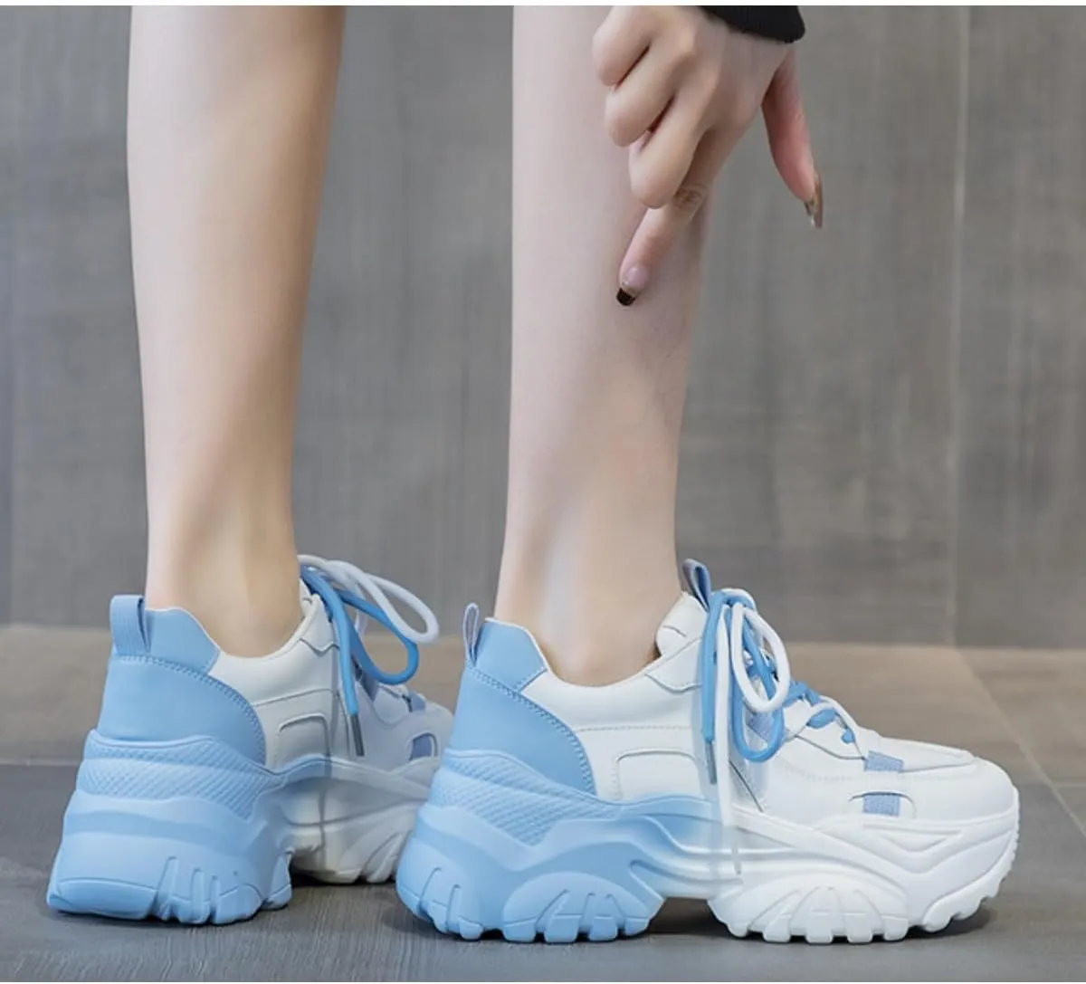 Women's Y2K Cloud Walker Platform Sneakers Cute Pastel Chunky Dad Shoes | Teen Girls Korean Ulzzang Fashion | Extra Height Blue/Pink Gradient Aesthetic