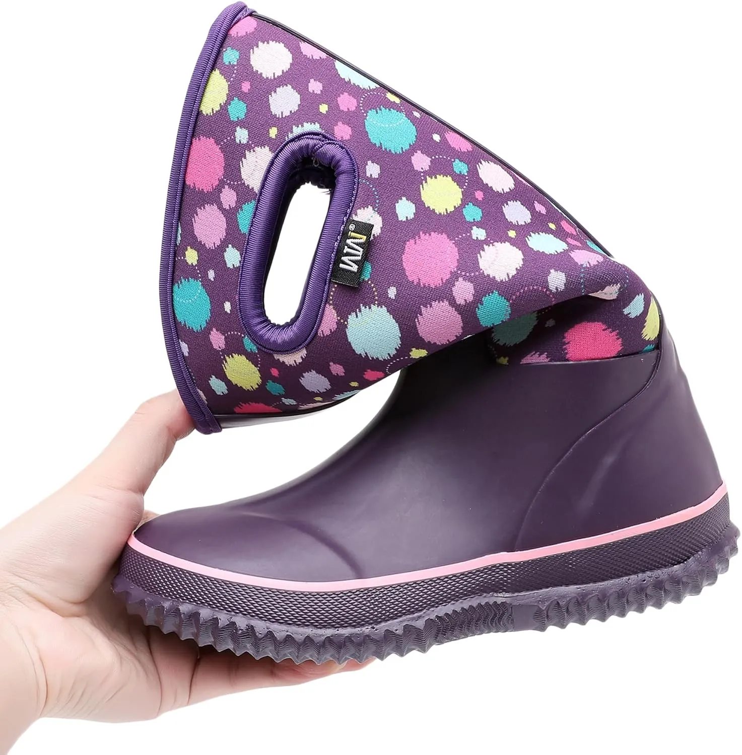 WTW Kids Rubber Rain Boots - Neoprene Insulated 100% Waterproof Mid Calf Mud Boots for Boys and Girls Winter Snow Boots