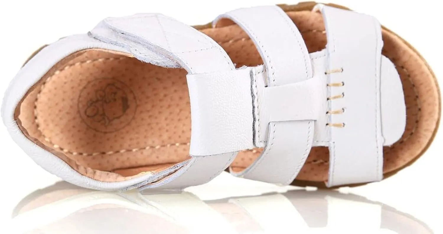 WUIWUIYU Boys Girls Outdoor Casual Open Toe Sport Sandals Beach Water Swimming Athletic Leather Summer Shoes