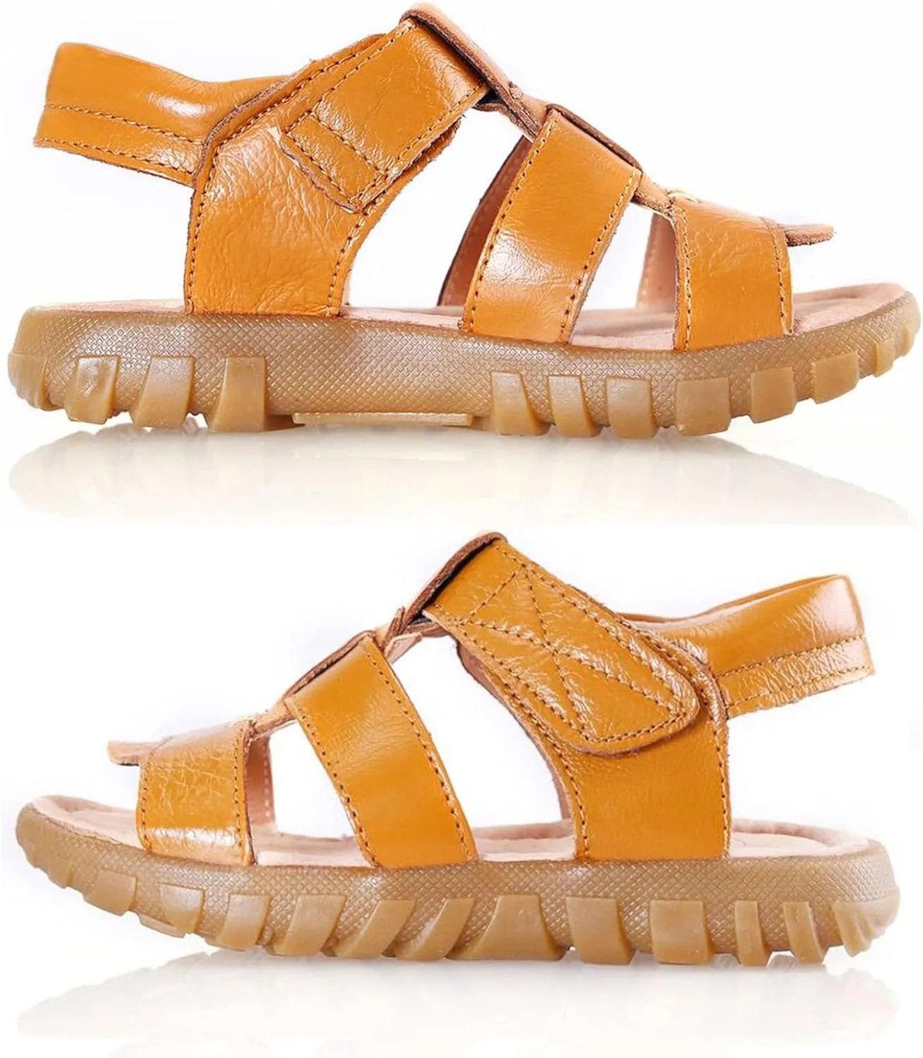 WUIWUIYU Boys Girls Outdoor Casual Open Toe Sport Sandals Beach Water Swimming Athletic Leather Summer Shoes