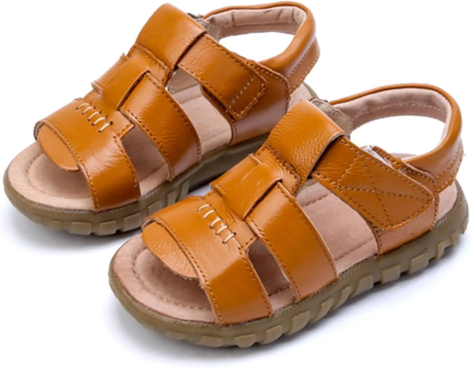 WUIWUIYU Boys Girls Outdoor Casual Open Toe Sport Sandals Beach Water Swimming Athletic Leather Summer Shoes