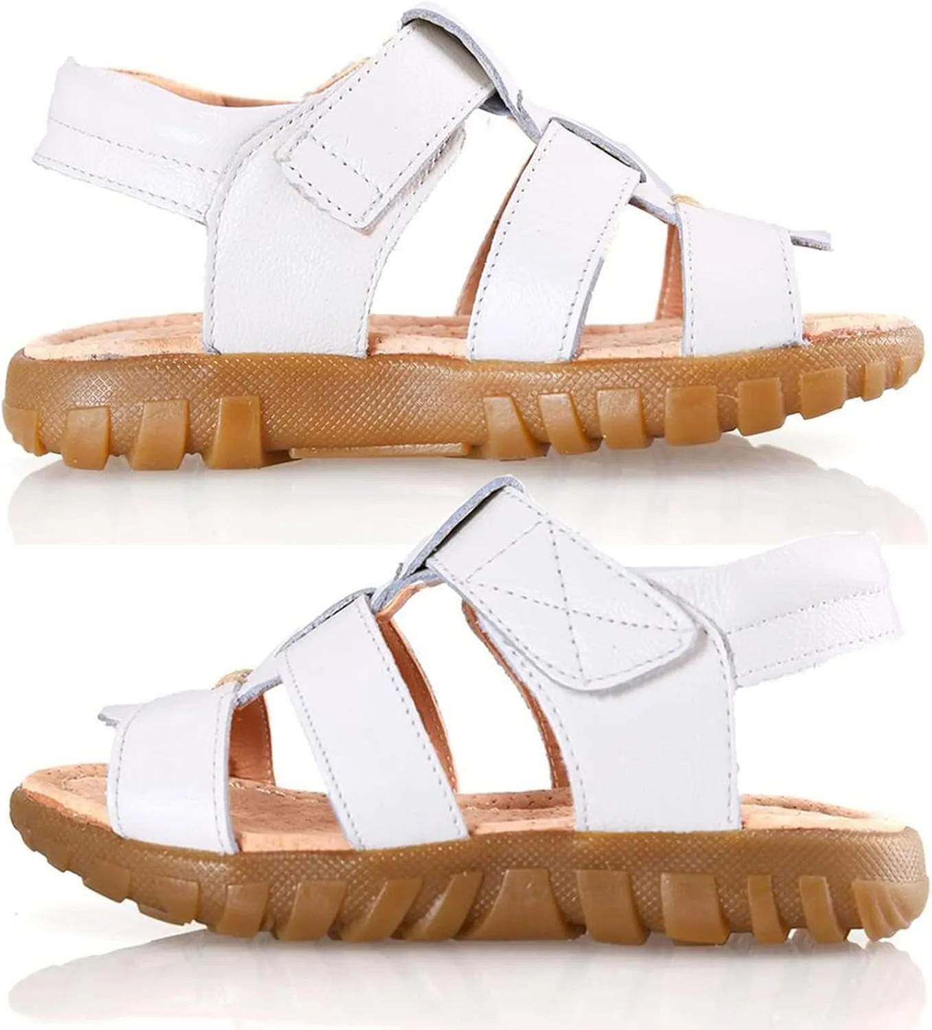 WUIWUIYU Boys Girls Outdoor Casual Open Toe Sport Sandals Beach Water Swimming Athletic Leather Summer Shoes