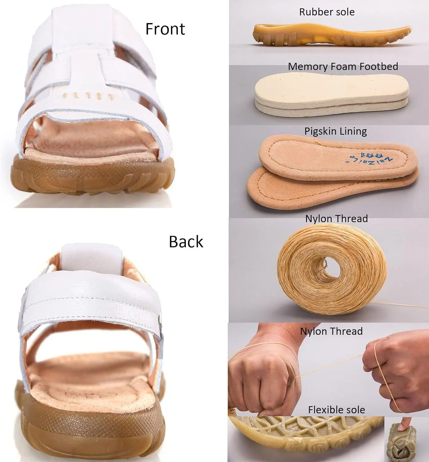 WUIWUIYU Boys Girls Outdoor Casual Open Toe Sport Sandals Beach Water Swimming Athletic Leather Summer Shoes