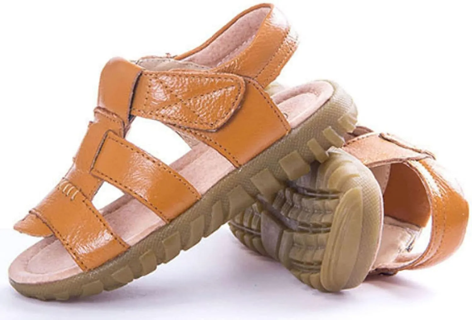 WUIWUIYU Boys Girls Outdoor Casual Open Toe Sport Sandals Beach Water Swimming Athletic Leather Summer Shoes