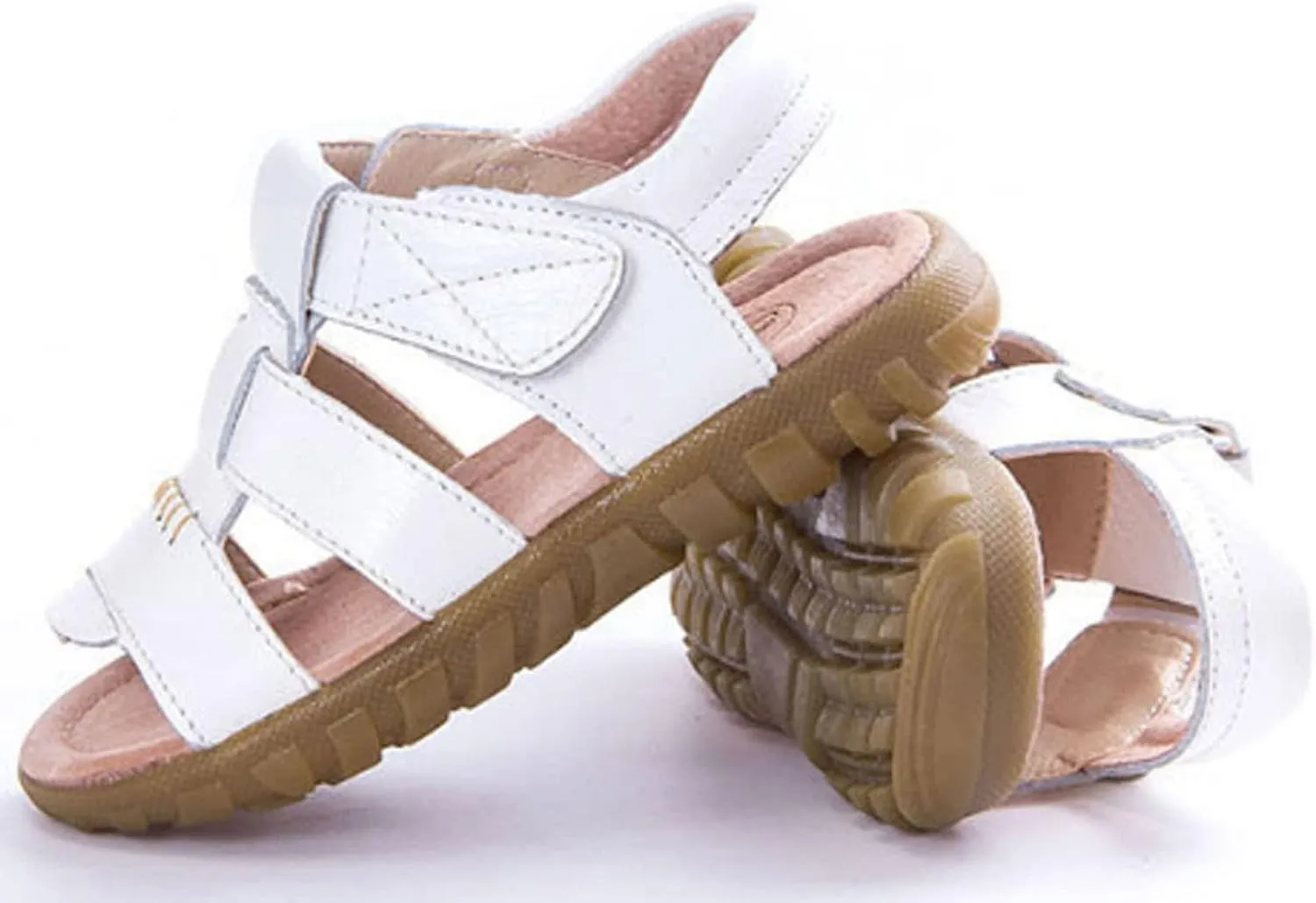 WUIWUIYU Boys Girls Outdoor Casual Open Toe Sport Sandals Beach Water Swimming Athletic Leather Summer Shoes