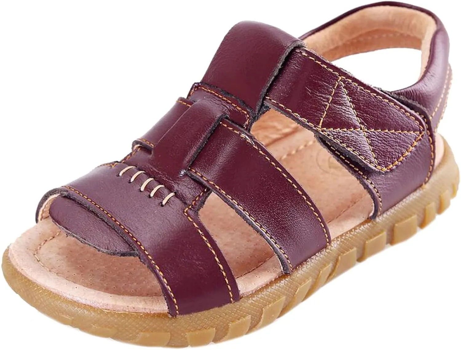 WUIWUIYU Boys Girls Outdoor Casual Open Toe Sport Sandals Beach Water Swimming Athletic Leather Summer Shoes