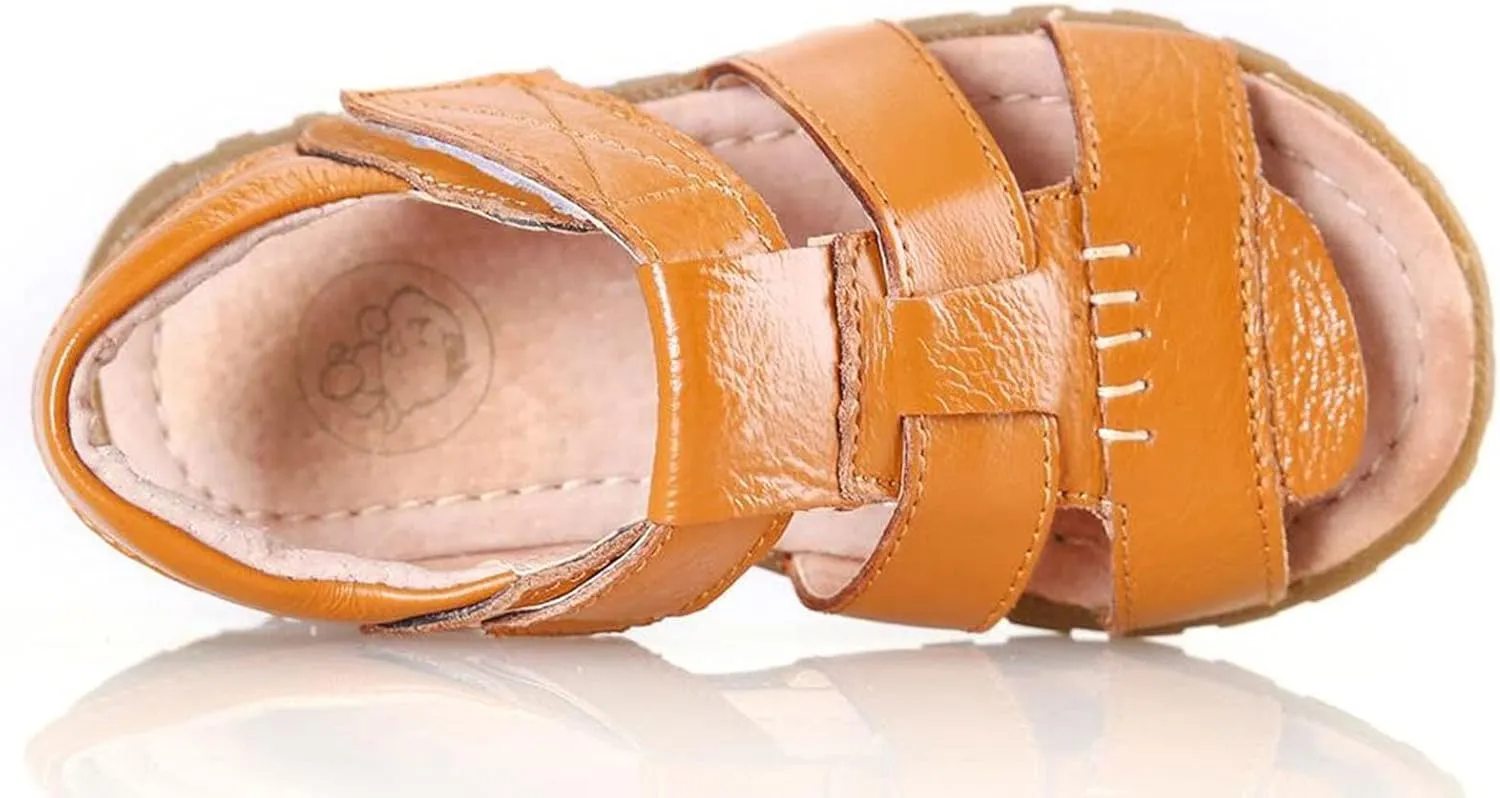 WUIWUIYU Boys Girls Outdoor Casual Open Toe Sport Sandals Beach Water Swimming Athletic Leather Summer Shoes