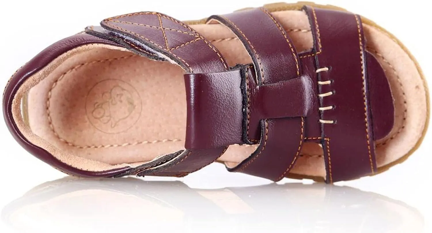 WUIWUIYU Boys Girls Outdoor Casual Open Toe Sport Sandals Beach Water Swimming Athletic Leather Summer Shoes