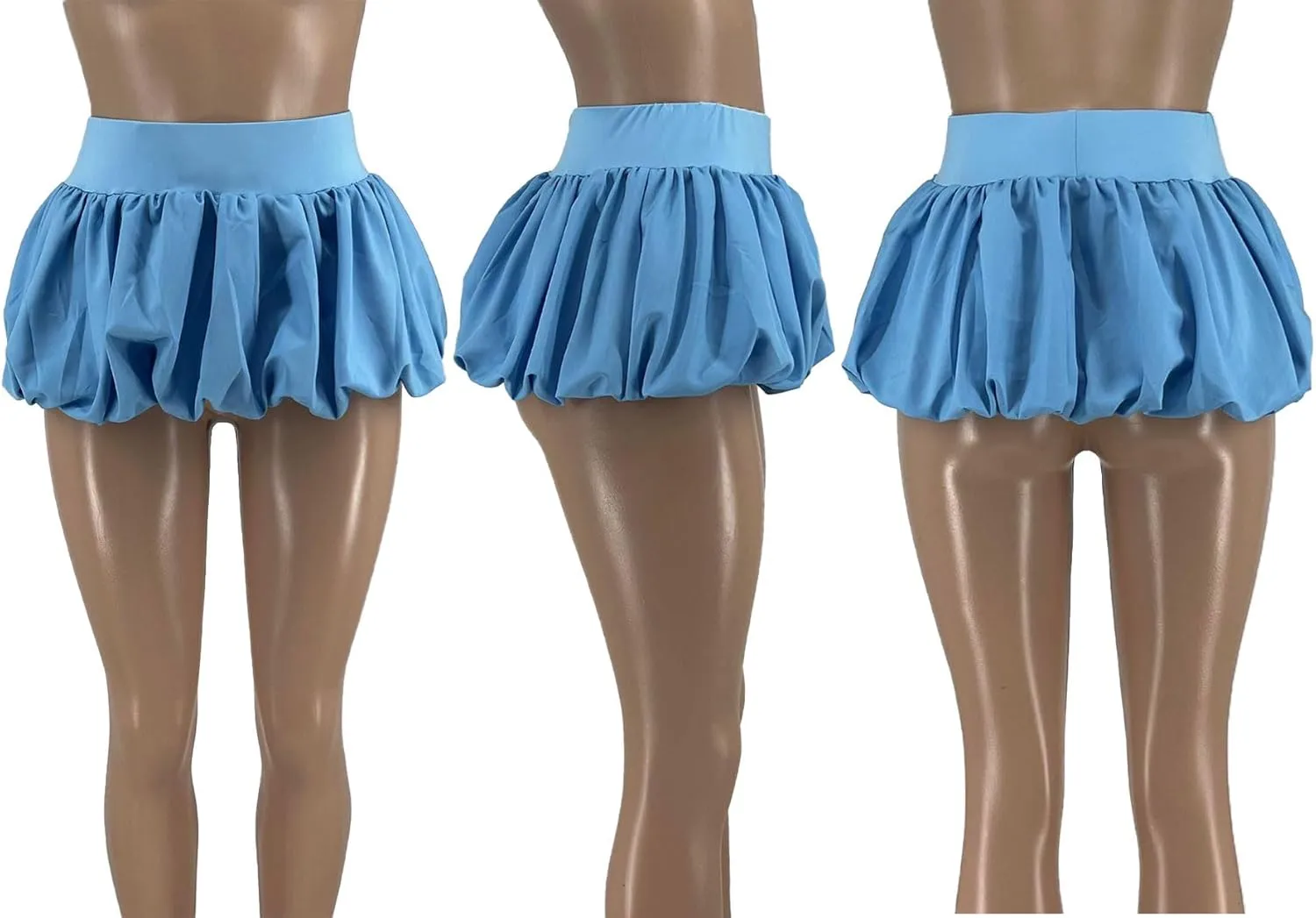 XZLUFNY Women Y2K Bubble Short Skirt Elastic High Waist Pleated Puffy Balloon Mini Skirts