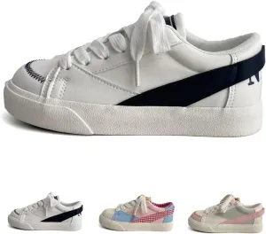 Y2K Cute Casual Sneakers for Women - Cute Plaid Shoes Chunky Rope Lace-up Fashion Comfortable White Shoes