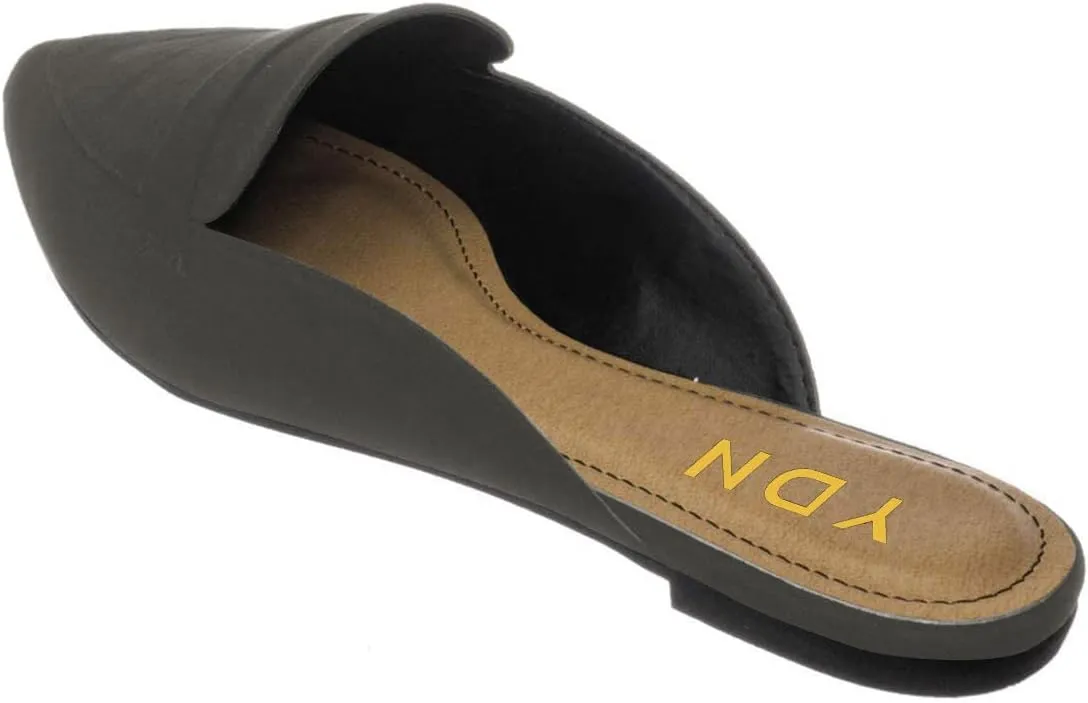 YDN Women Causal Slide Mules Comfy Flats Loafers Poined Toe Slipper Slip On Backless Sandals Fashion Dressy Summer Shoes