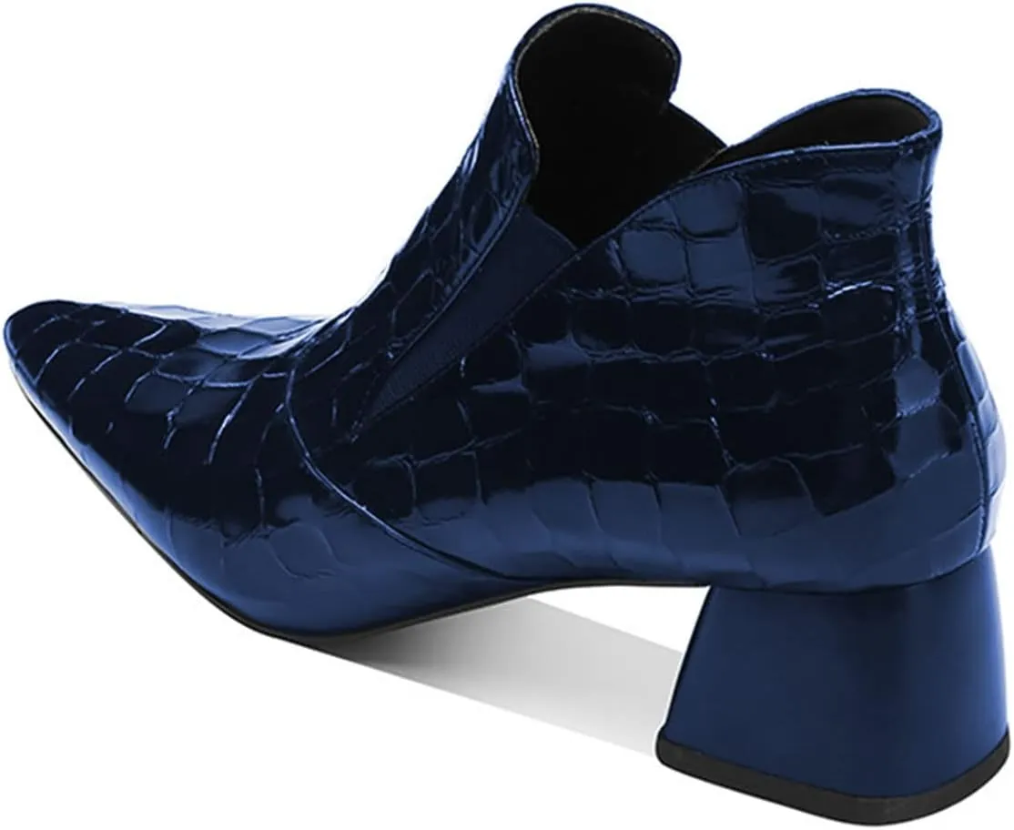 YDN Women Sexy Pointed Toe Ankle Boots Chunky Low Heel Booties Pull on Elastic Party Outddor Shoe Size 4-16 US