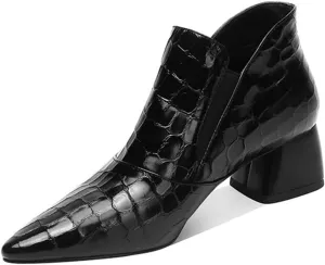 YDN Women Sexy Pointed Toe Ankle Boots Chunky Low Heel Booties Pull on Elastic Party Outddor Shoe Size 4-16 US
