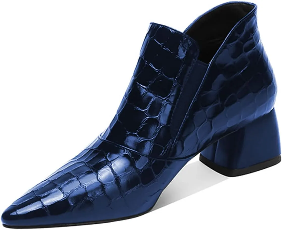 YDN Women Sexy Pointed Toe Ankle Boots Chunky Low Heel Booties Pull on Elastic Party Outddor Shoe Size 4-16 US