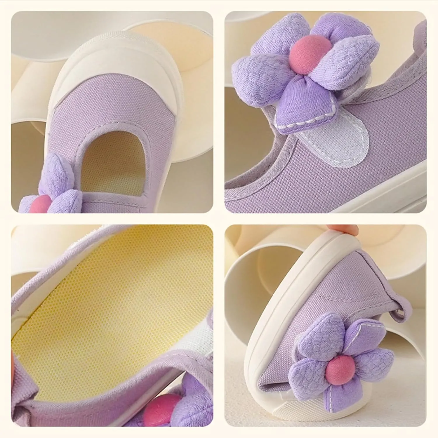 YIBLBOX Toddler Girl's Canvas Sneakers Flower Mary Jane Flat Shoes for Kids School Uniform Shoes Dress Shoes