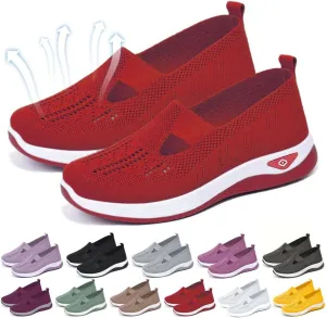 Yilia Orthopedic Shoes for Women, Wide Width Breathable Women Walking Comfortable Slip on Sneakers, Non Slip Food Service Lightweight Sneaker, Comfort Nurse Shoes Arch Support Sneakers