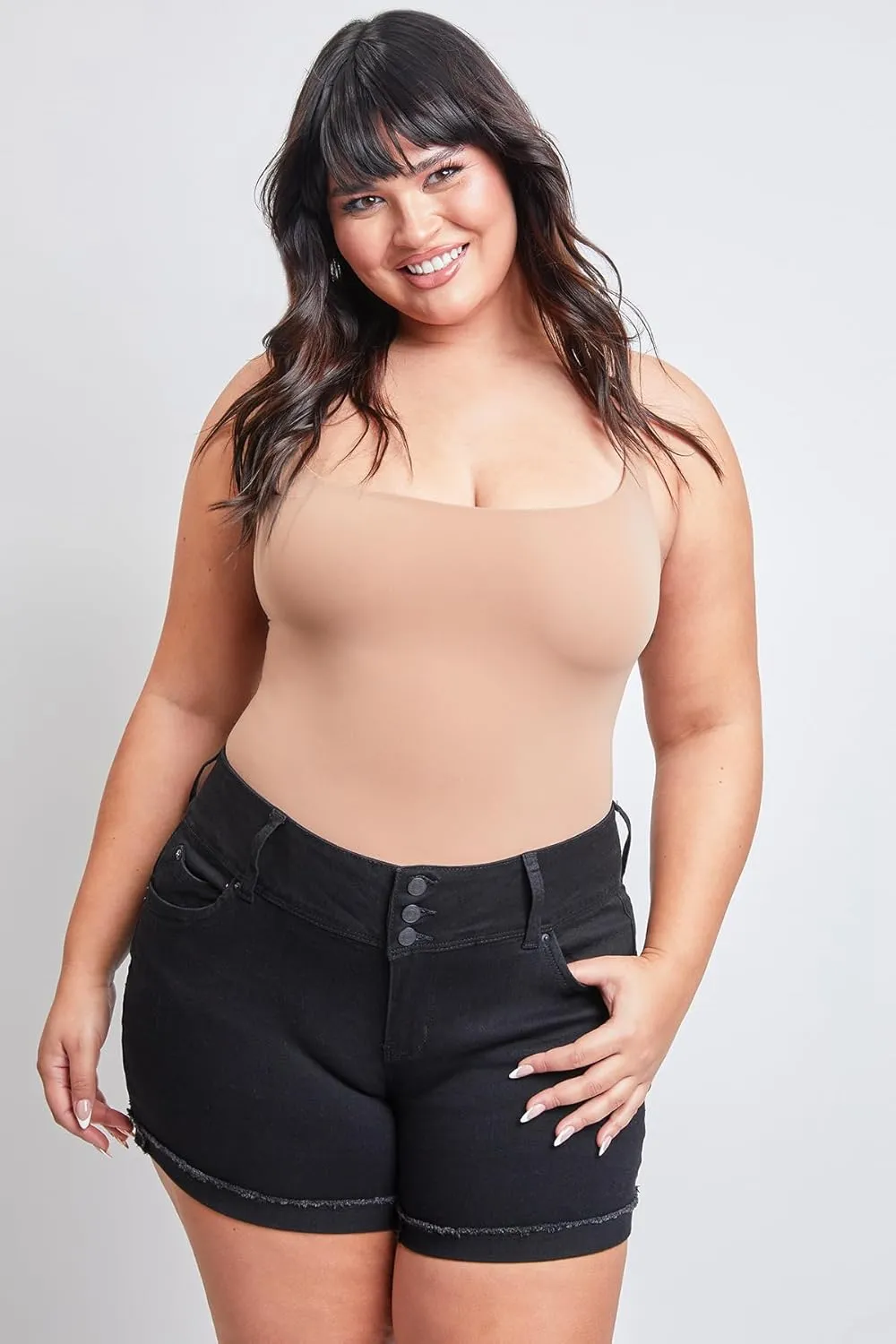 YMI Women's Plus Size Wannabettabutt Mid Rise Shorts