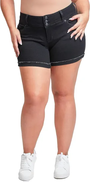 YMI Women's Plus Size Wannabettabutt Mid Rise Shorts