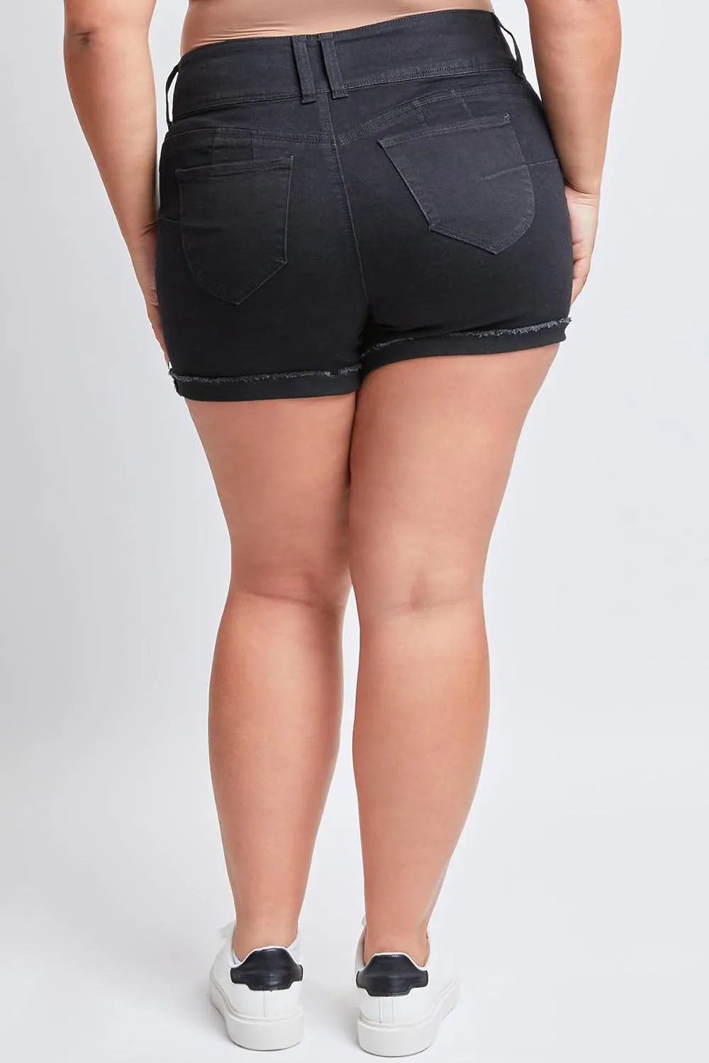 YMI Women's Plus Size Wannabettabutt Mid Rise Shorts