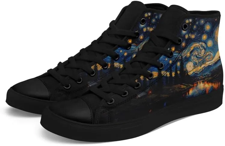 Yoga Printed High-Top Canvas Shoes for Women Unisex Fashion Lace Up Sneakers Casual Walking Tennis Trainer for Girls