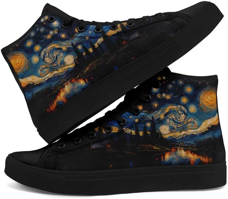 Yoga Printed High-Top Canvas Shoes for Women Unisex Fashion Lace Up Sneakers Casual Walking Tennis Trainer for Girls