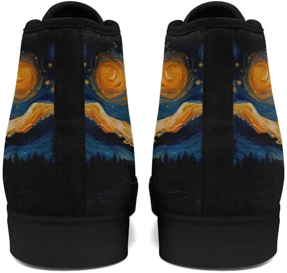 Yoga Printed High-Top Canvas Shoes for Women Unisex Fashion Lace Up Sneakers Casual Walking Tennis Trainer for Girls