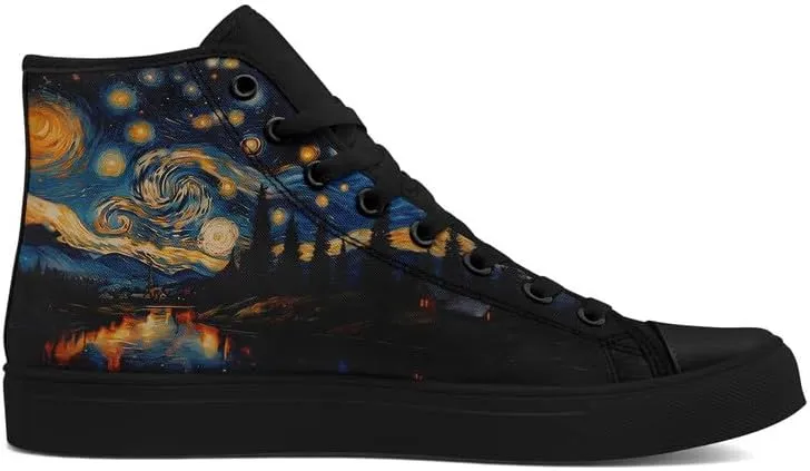 Yoga Printed High-Top Canvas Shoes for Women Unisex Fashion Lace Up Sneakers Casual Walking Tennis Trainer for Girls