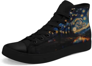 Yoga Printed High-Top Canvas Shoes for Women Unisex Fashion Lace Up Sneakers Casual Walking Tennis Trainer for Girls