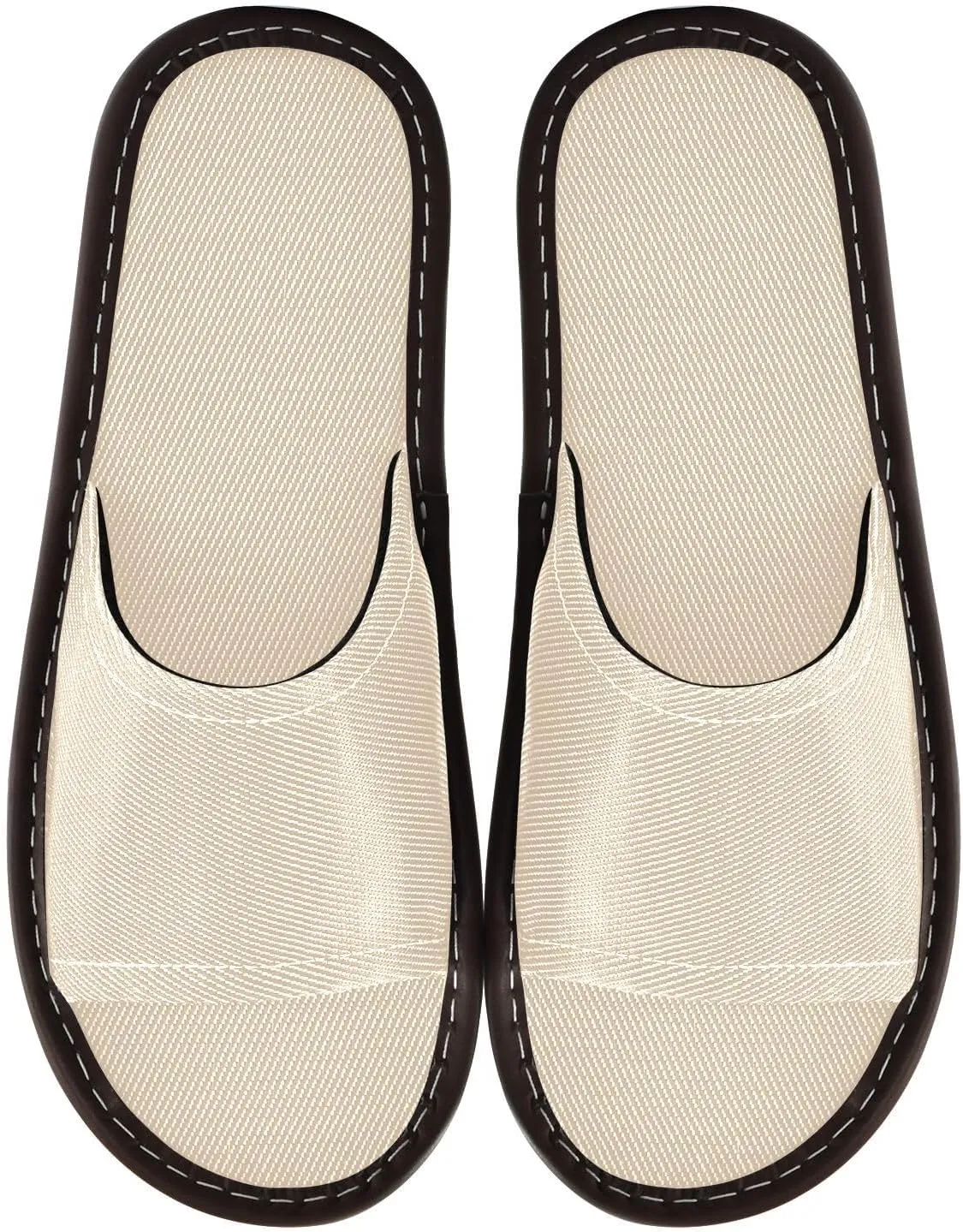 Yuiboo Beige Men Women Spa Slippers Breathable Anti-slip Sandals for Home Home Indoor