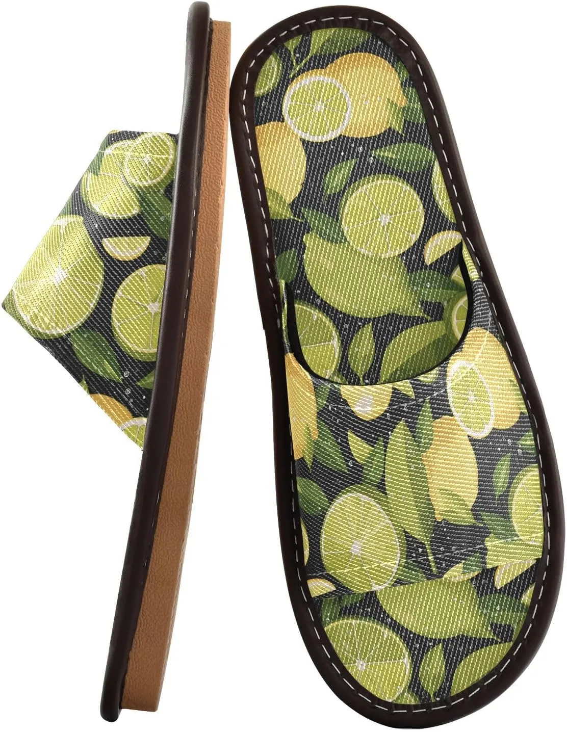 Yuiboo Chic Lemons Limes Men Women's Travel Slippers Reusable Anti-slip Sandals for Beach Hotel Hotel