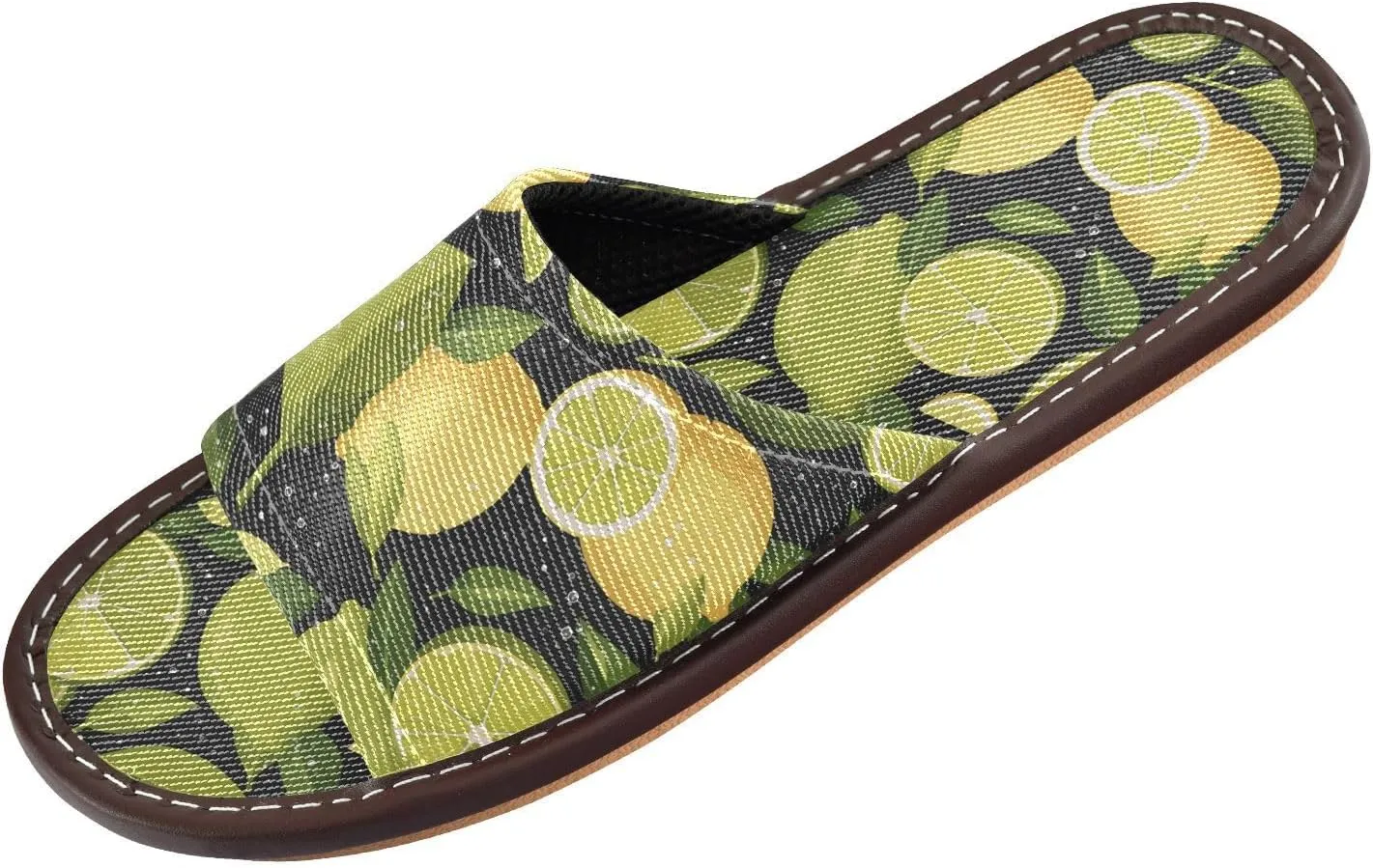 Yuiboo Chic Lemons Limes Men Women's Travel Slippers Reusable Anti-slip Sandals for Beach Hotel Hotel