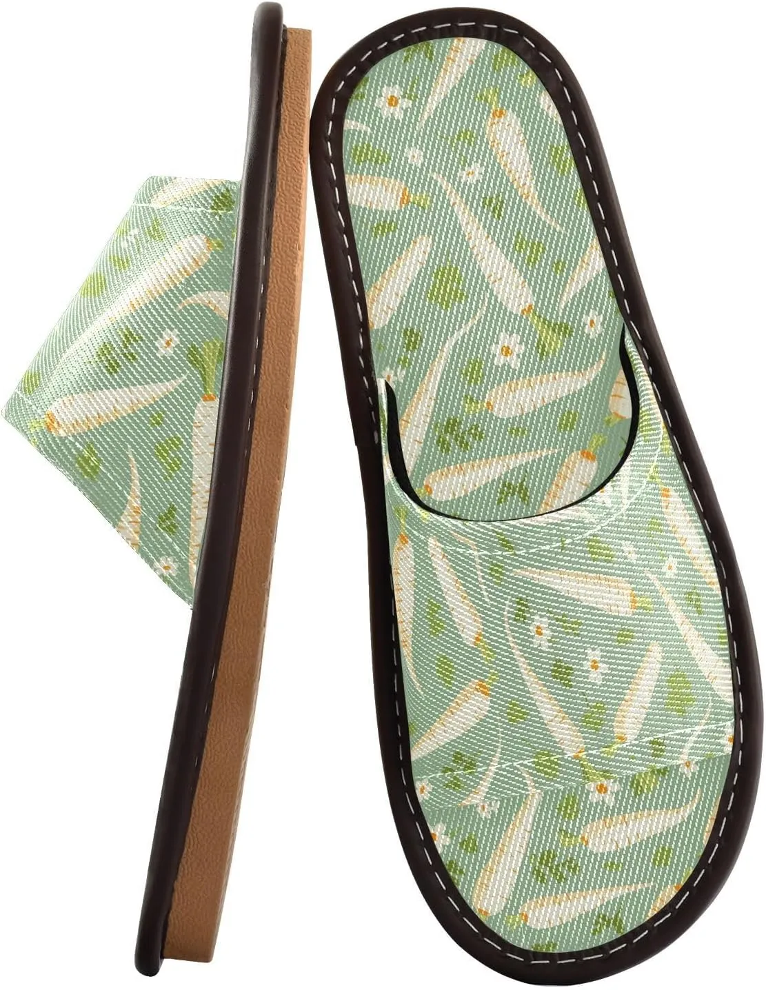 Yuiboo Chic Radish Green Women Men's Casual Shower Slippers Portable Slides Sandals for Bedroom Indoor Travel