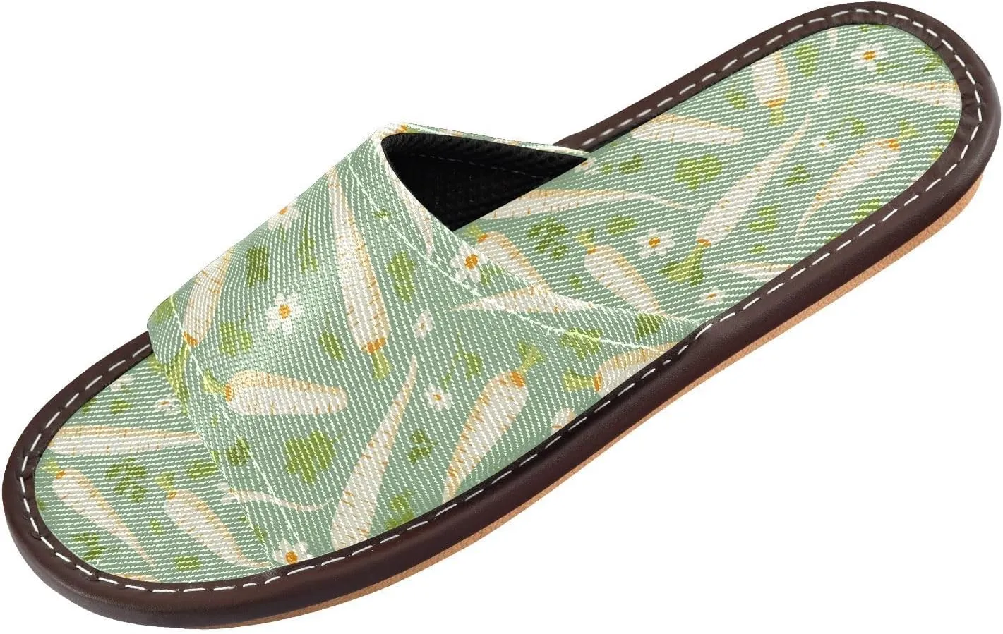 Yuiboo Chic Radish Green Women Men's Casual Shower Slippers Portable Slides Sandals for Bedroom Indoor Travel