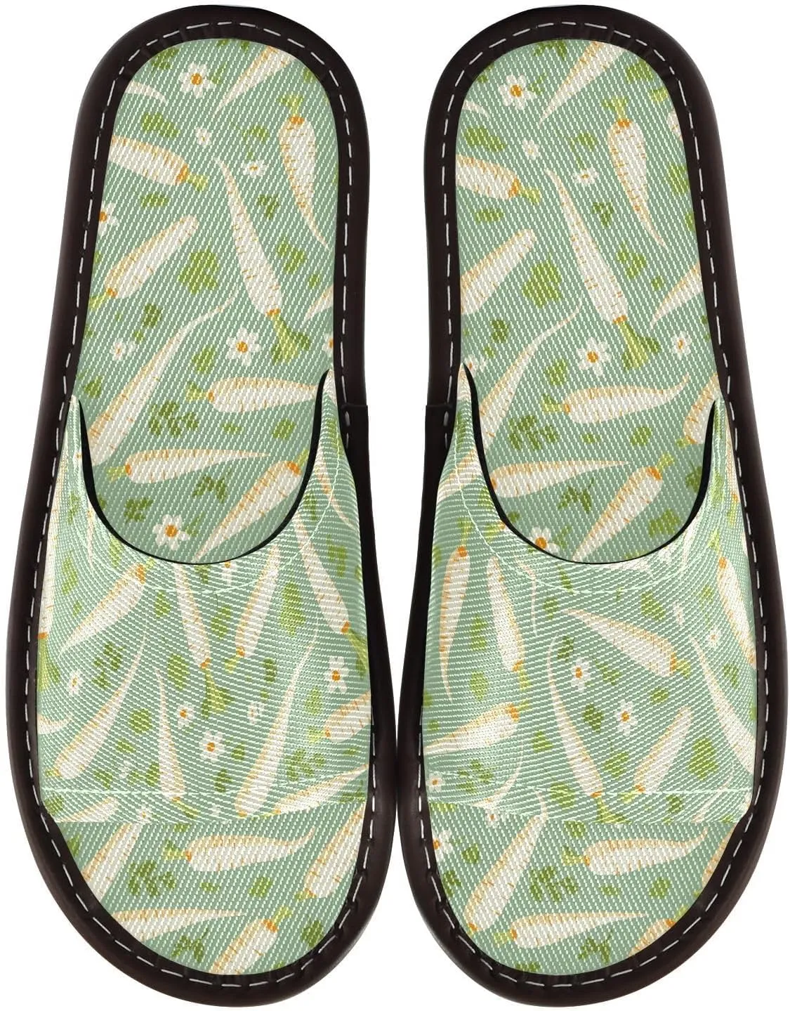 Yuiboo Chic Radish Green Women Men's Casual Shower Slippers Portable Slides Sandals for Bedroom Indoor Travel