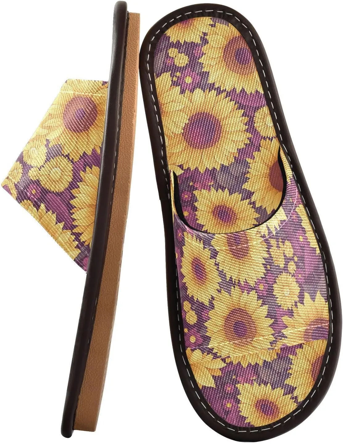 Yuiboo Glowing Sunflower Men Women House Slippers Breathable Beach Sandals for Home Indoor Bedroom