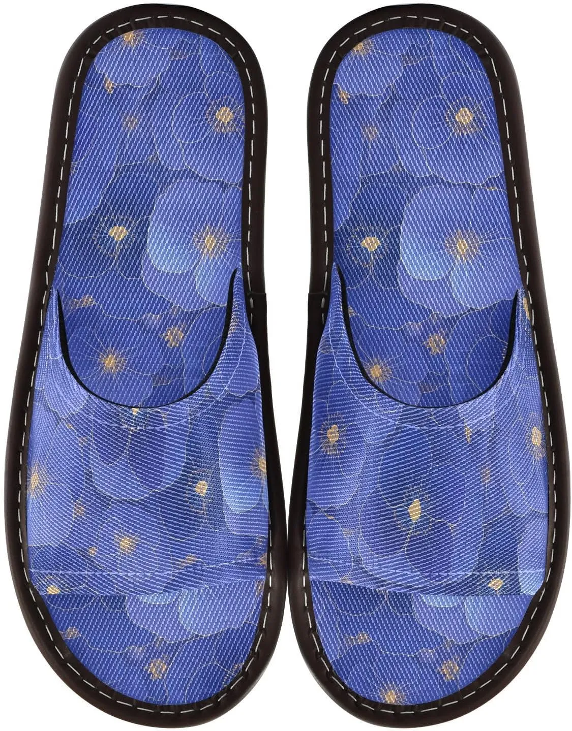 Yuiboo Large Blue Floral Petal Men Women House Slippers Ultralight Anti-slip Sandals for Indoor Travel Home