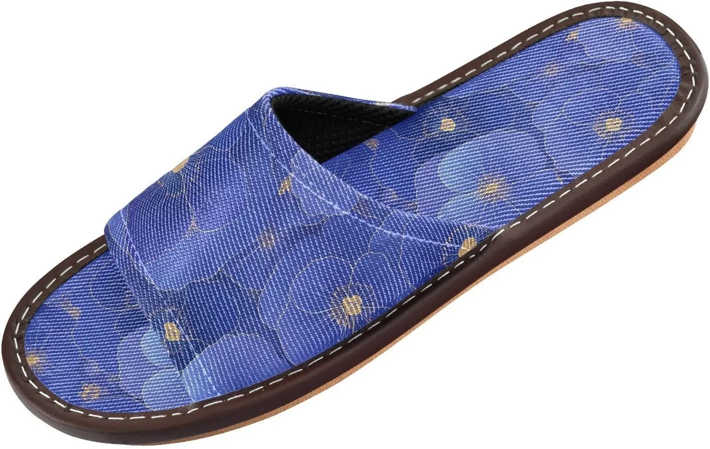 Yuiboo Large Blue Floral Petal Men Women House Slippers Ultralight Anti-slip Sandals for Indoor Travel Home