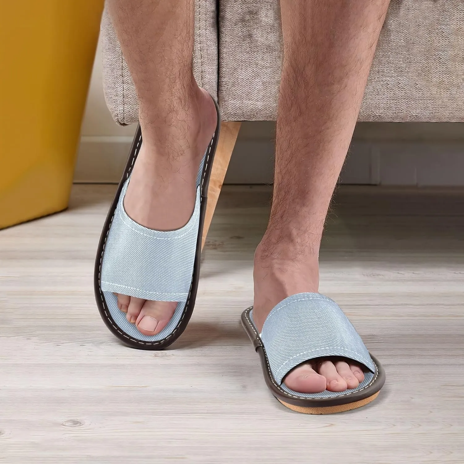 Yuiboo Light Steel Blue Womens Fashion Slippers Breathable Non Slip Sandals for Travel Hotel Bedroom