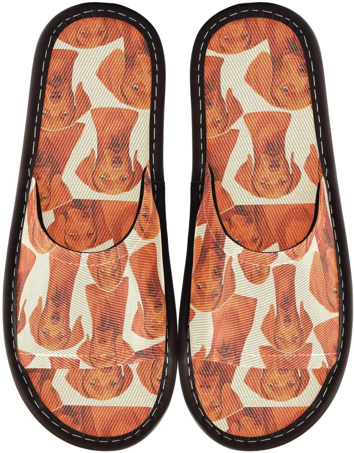 Yuiboo Orange Dogs Face Women Men's Bedroom Slippers Washable Non Slip Sandals for Travel Indoor Beach