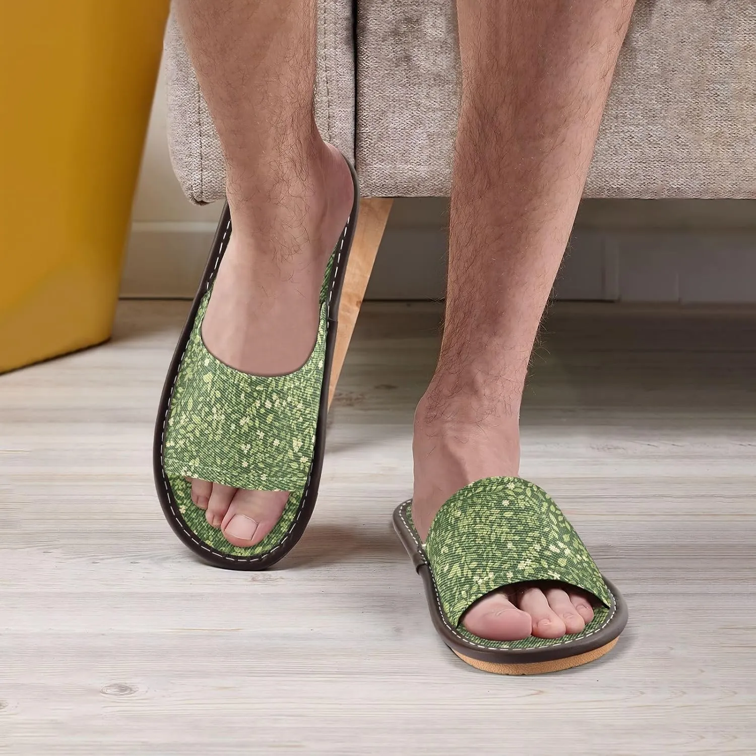 Yuiboo Small Mint Forests Green Men Women Casual Shower Slippers Ultralight Slides Sandals for Hotel Hotel Bedroom