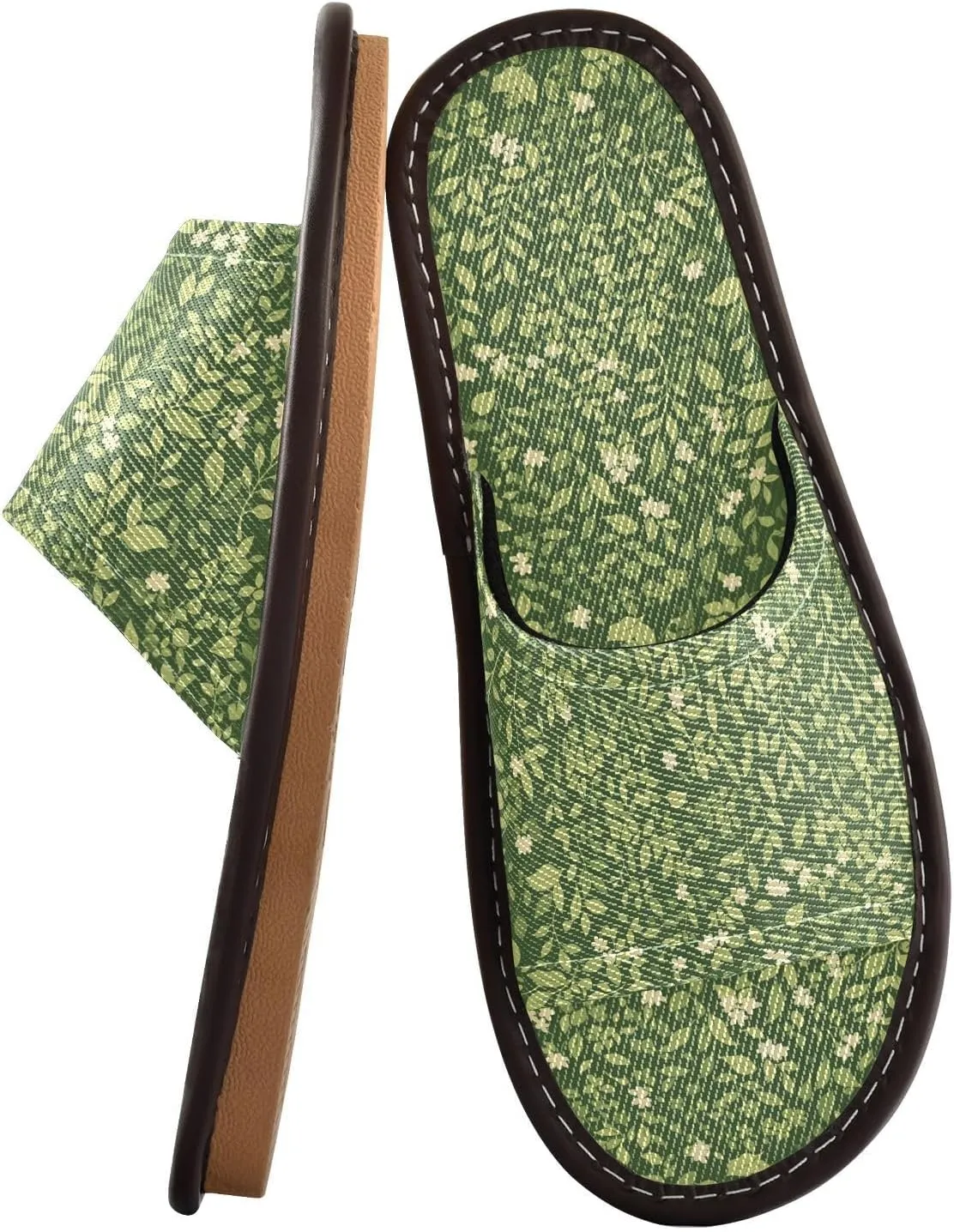 Yuiboo Small Mint Forests Green Men Women Casual Shower Slippers Ultralight Slides Sandals for Hotel Hotel Bedroom