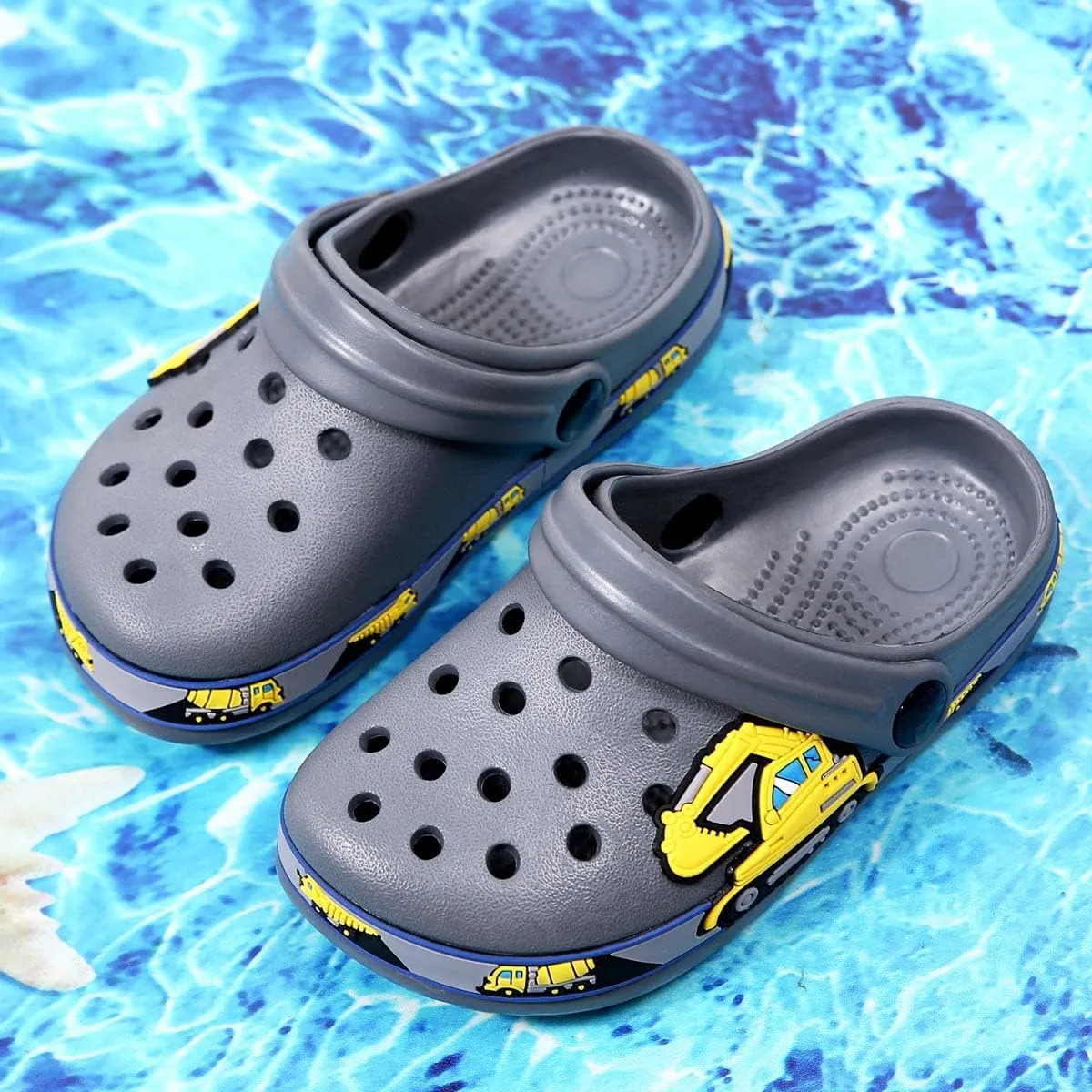 YUKTOPA Boys Girls Clogs Shoes Cartoon Slides Sandals Toddler Little Kid's Slip-on Garden Shoes Lightweight Beach Pool Shower Slippers