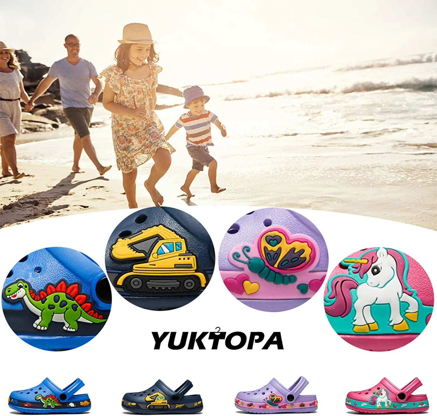 YUKTOPA Boys Girls Clogs Shoes Cartoon Slides Sandals Toddler Little Kid's Slip-on Garden Shoes Lightweight Beach Pool Shower Slippers
