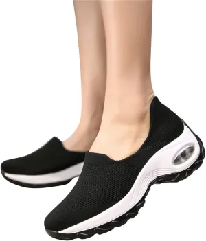 ZBYY Womens Slip On Breathe Mesh Walking Shoes Sneakers Comfort Wedge Platform Loafers Nurse Mesh Wedge Shoes